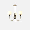 mid century walnut gold frosted glass globe chandelier