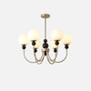 mid century walnut gold frosted glass globe chandelier