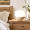 minimalist travertine glass mushroom table lamp