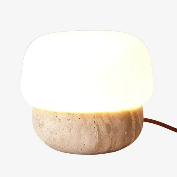 minimalist travertine glass mushroom table lamp