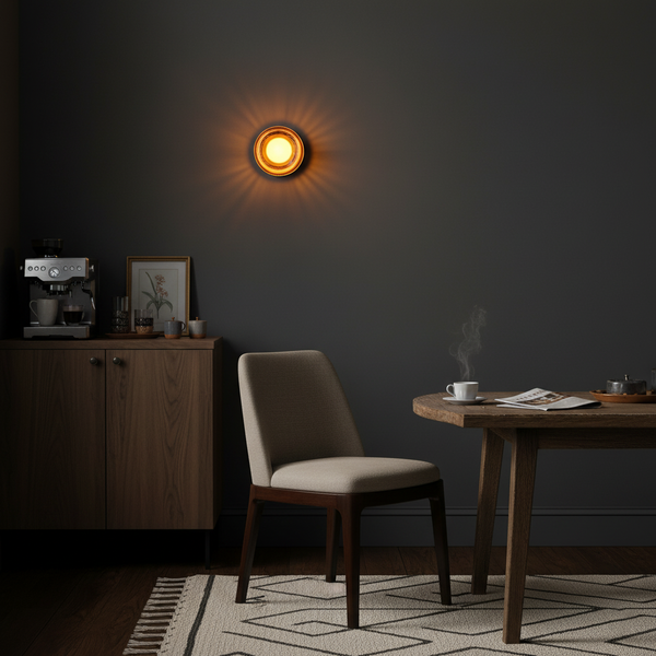 modern amber glass ring led wall sconce