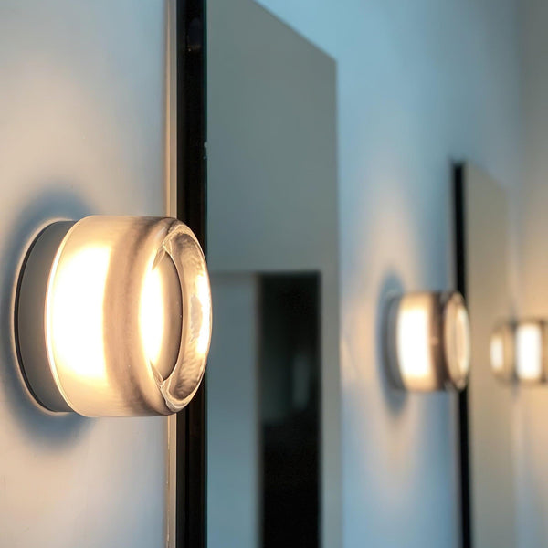 modern amber glass ring led wall sconce