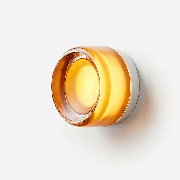 modern amber glass ring led wall sconce
