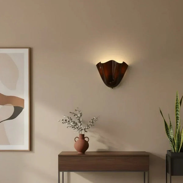 modern amber seashell glass coastal wall light