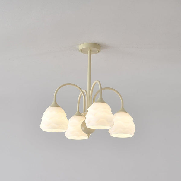 modern beige glass scalloped chandelier