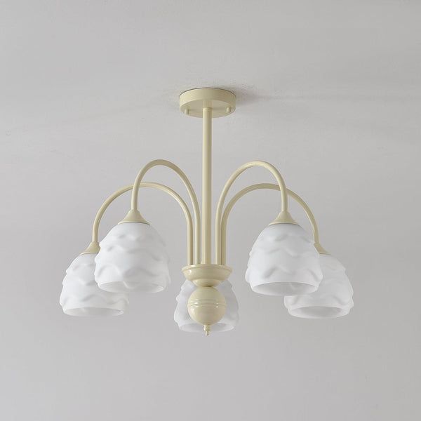 modern beige glass scalloped chandelier