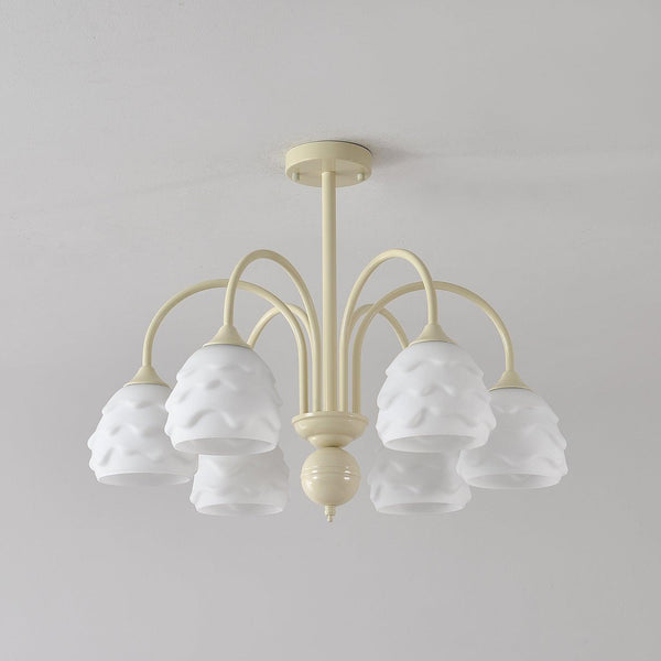 modern beige glass scalloped chandelier