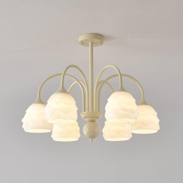 modern beige glass scalloped chandelier