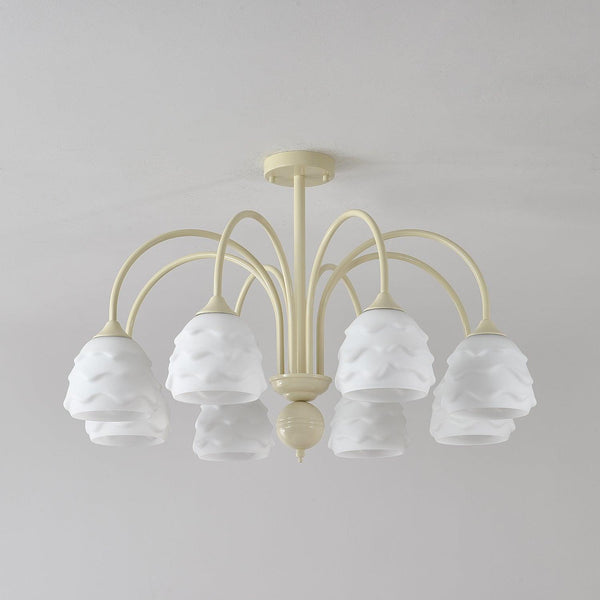 modern beige glass scalloped chandelier