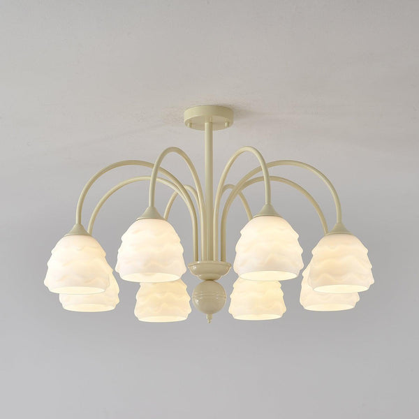 modern beige glass scalloped chandelier