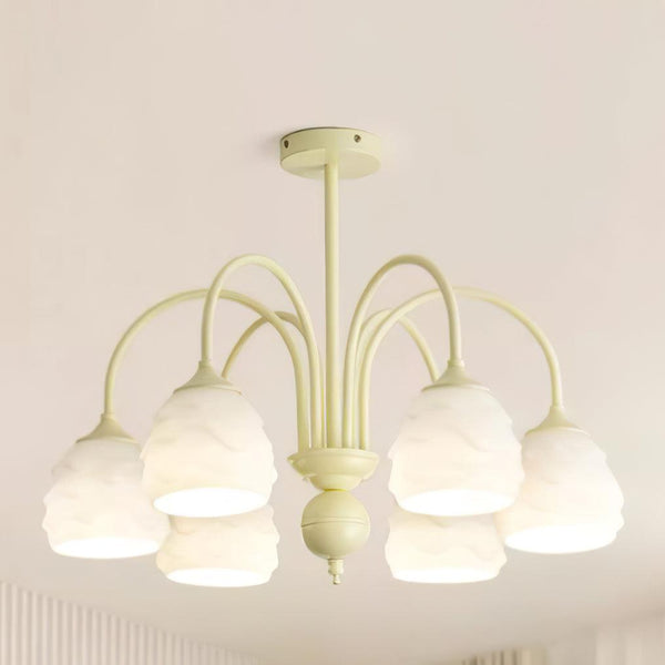 modern beige glass scalloped chandelier