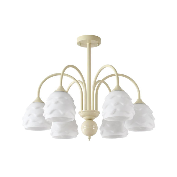 modern beige glass scalloped chandelier