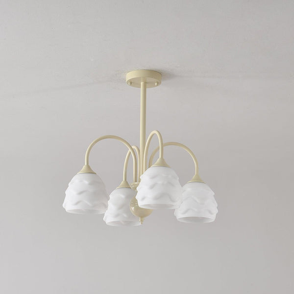modern beige glass scalloped chandelier