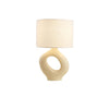 modern beige resin sculptural fabric table lamp