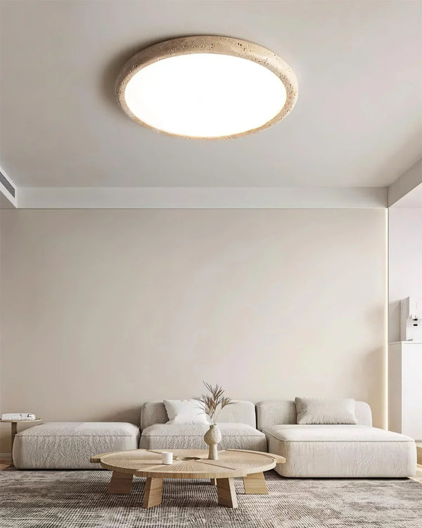 modern beige travertine acrylic flush mount ceiling light