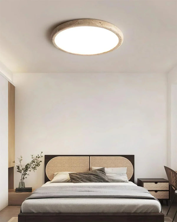 modern beige travertine acrylic flush mount ceiling light