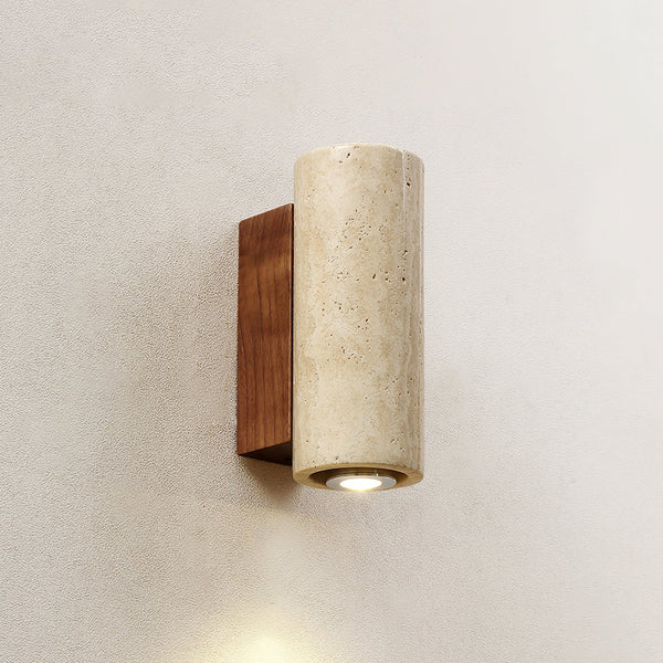 modern beige travertine column led wall lamp
