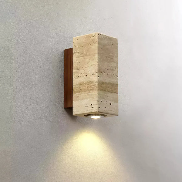 modern beige travertine column led wall lamp