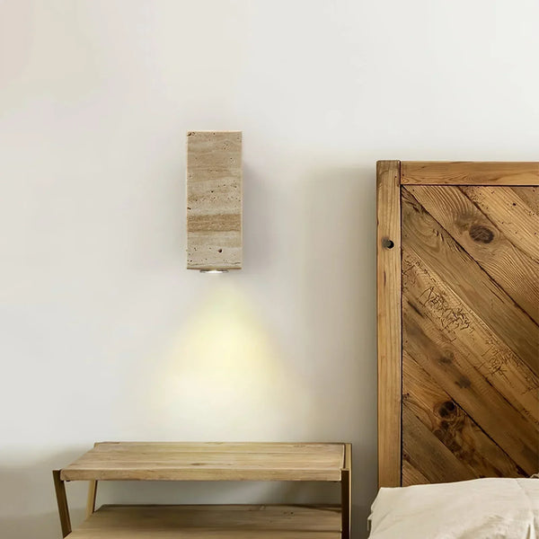 modern beige travertine column led wall lamp