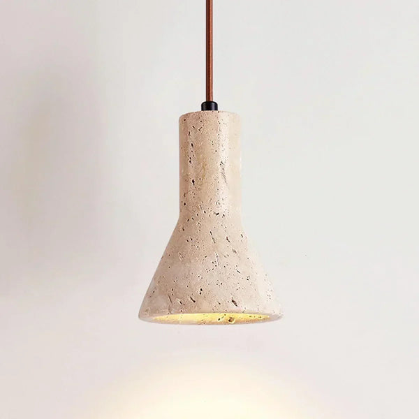 modern beige travertine conical pendant light