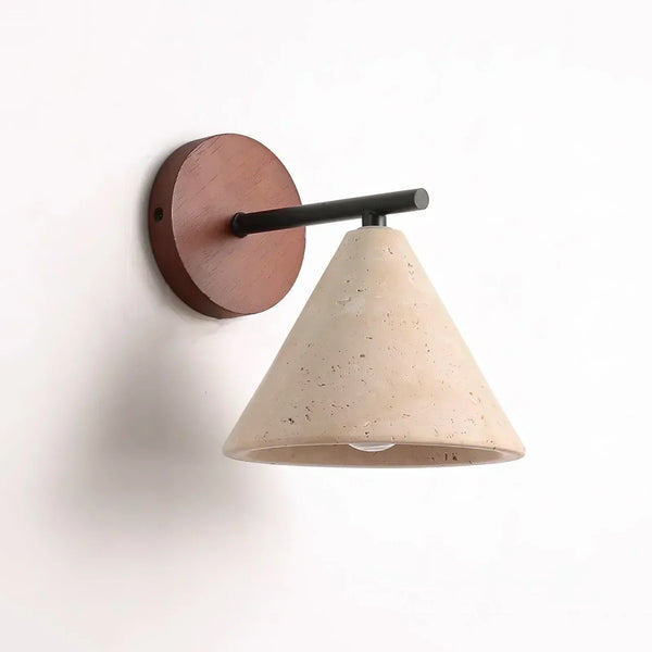modern beige travertine conical wall lamp