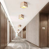 modern beige travertine cube flush mount ceiling light