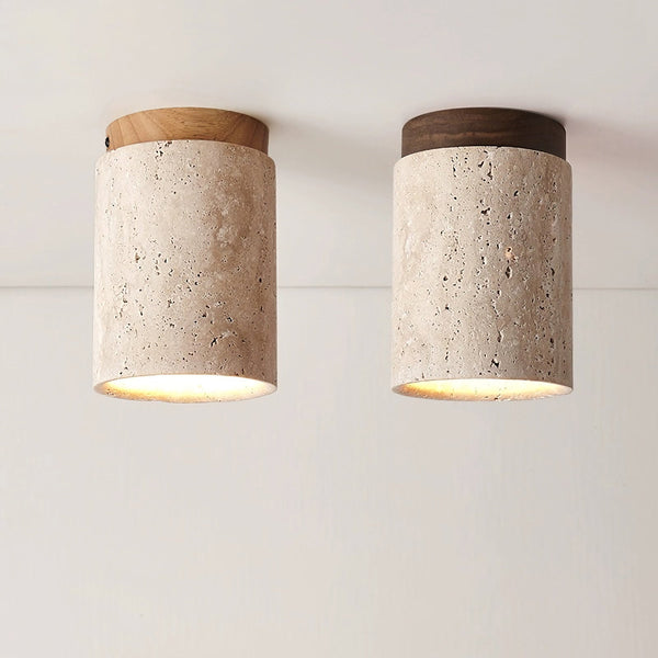 modern beige travertine cylinder ceiling light