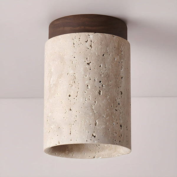 modern beige travertine cylinder ceiling light