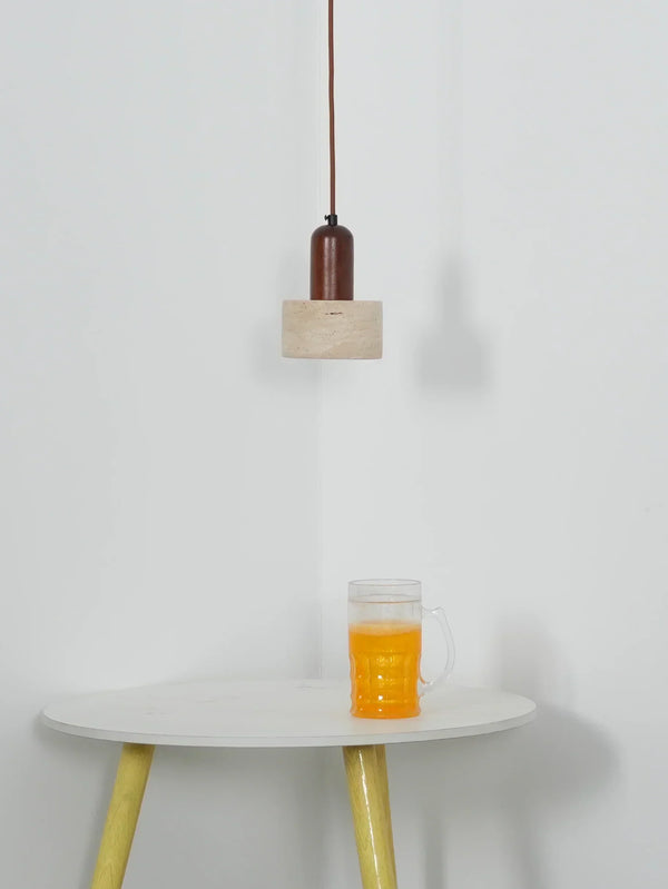 modern beige travertine cylinder pendant light
