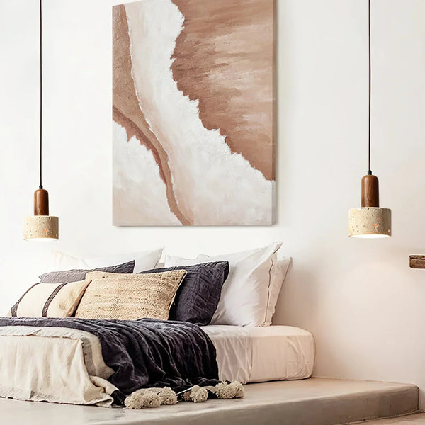 modern beige travertine cylinder pendant light
