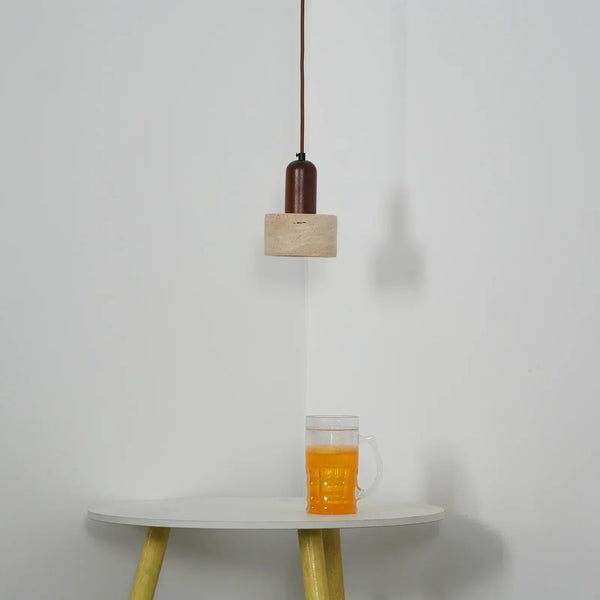 modern beige travertine cylinder pendant light