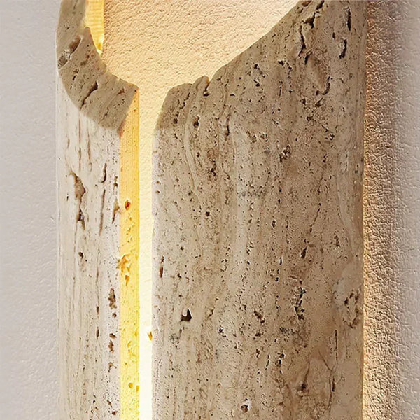 modern beige travertine cylindrical wall lamp