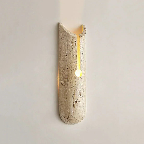 modern beige travertine cylindrical wall lamp
