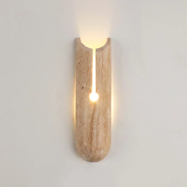 modern beige travertine cylindrical wall lamp