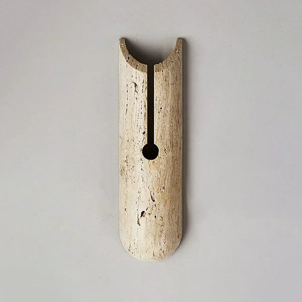 modern beige travertine cylindrical wall lamp