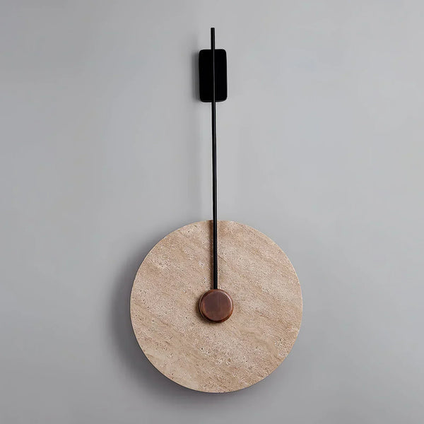 modern beige travertine disc led wall lamp