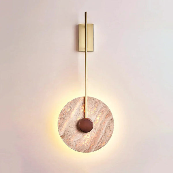 modern beige travertine disc led wall lamp