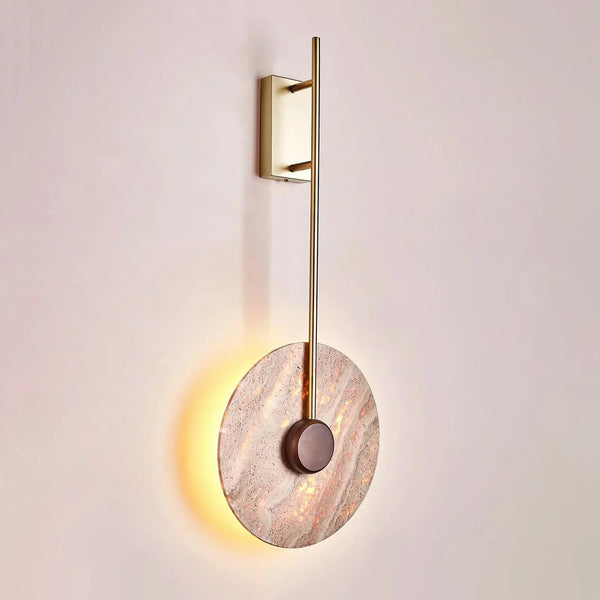 modern beige travertine disc led wall lamp