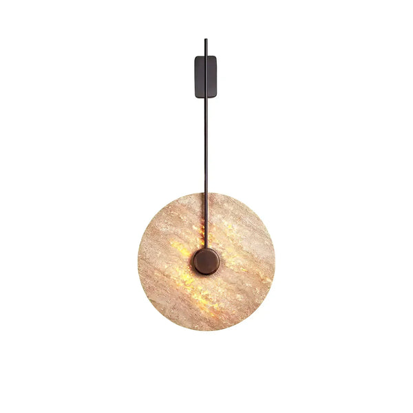 modern beige travertine disc led wall lamp