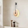 modern beige travertine disc led wall lamp