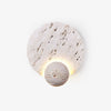 modern beige travertine disc led wall sconce