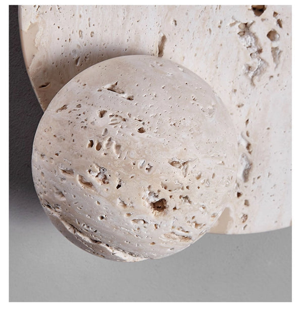 modern beige travertine disc led wall sconce