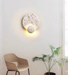 modern beige travertine disc led wall sconce