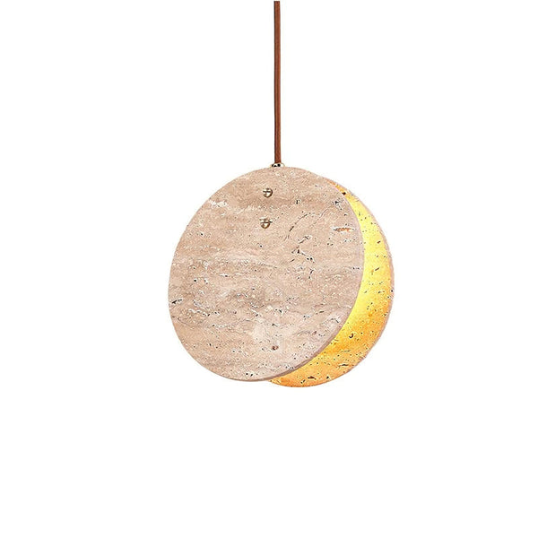 modern beige travertine disc pendant lamp