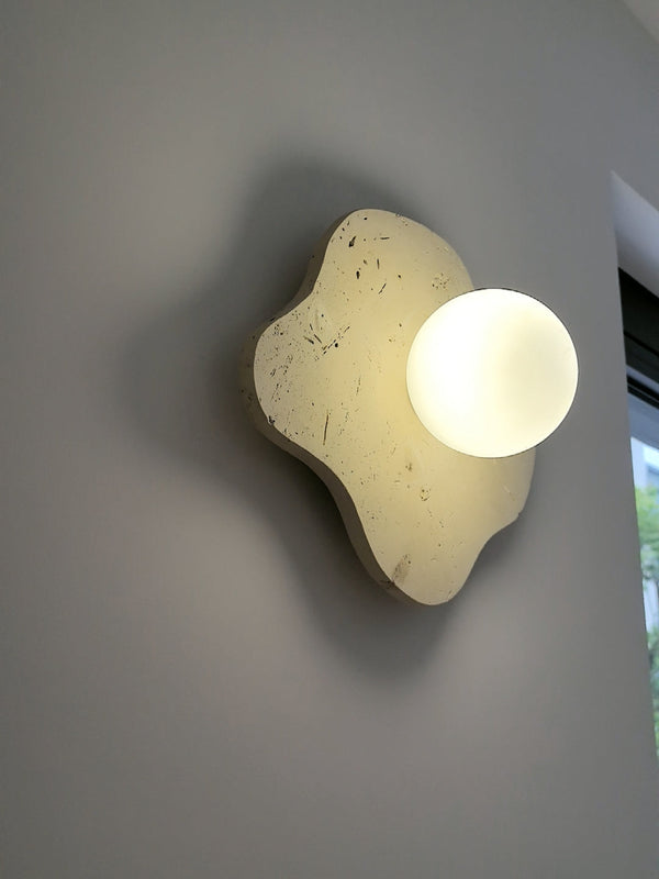 modern beige travertine glass blob wall lamp