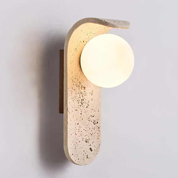 modern beige travertine glass globe wall lamp 5