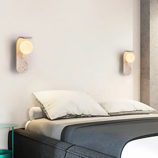 modern beige travertine glass globe wall lamp 5