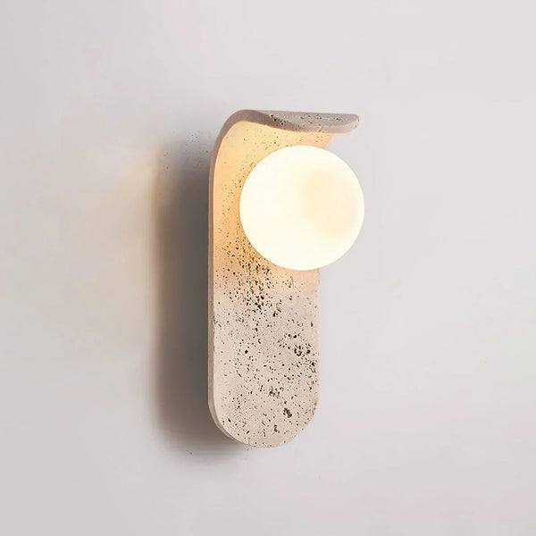 modern beige travertine glass globe wall lamp 5