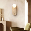 modern beige travertine glass wall sconce