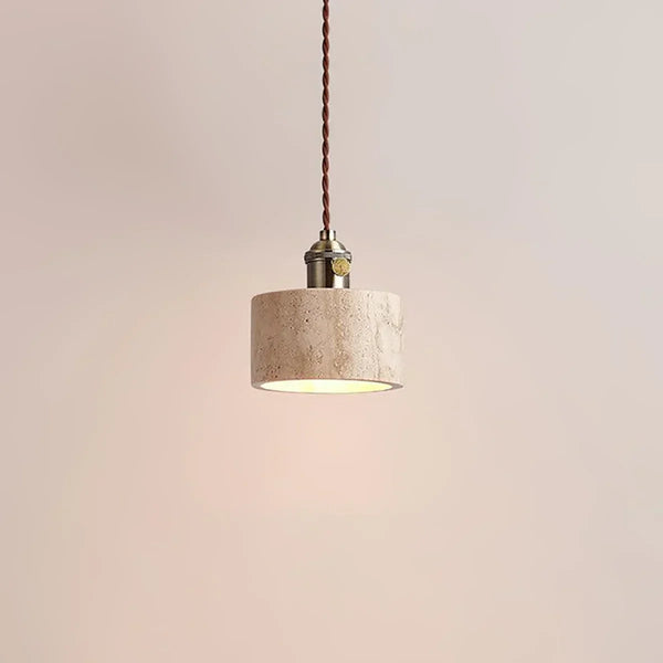 modern beige travertine gold metal pendant lamp